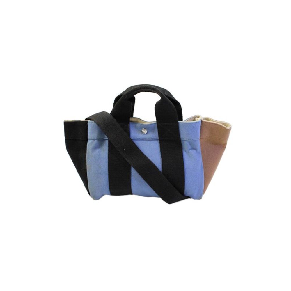 Rue De Verneuil Womens Double Handle Wool Colorblock Tote Handbag Blue Black
